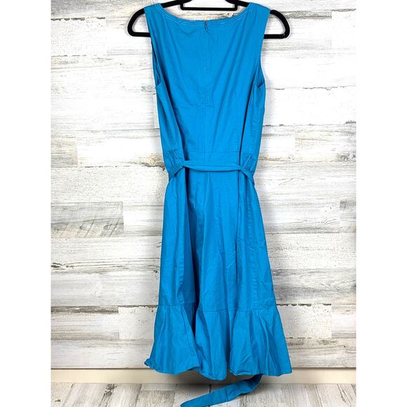 Talbots Womens 10 Turquoise Blue Embroidered Sateen Fit & Flare Mini Dress NEW - Picture 4 of 7